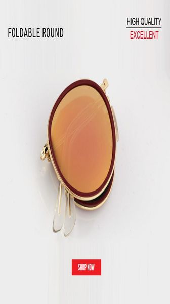 

2019 women metal fashion folding round 3517 sun glasses ladies vintage retro brand designer pink female mirror sunglasses uv404870859, White;black