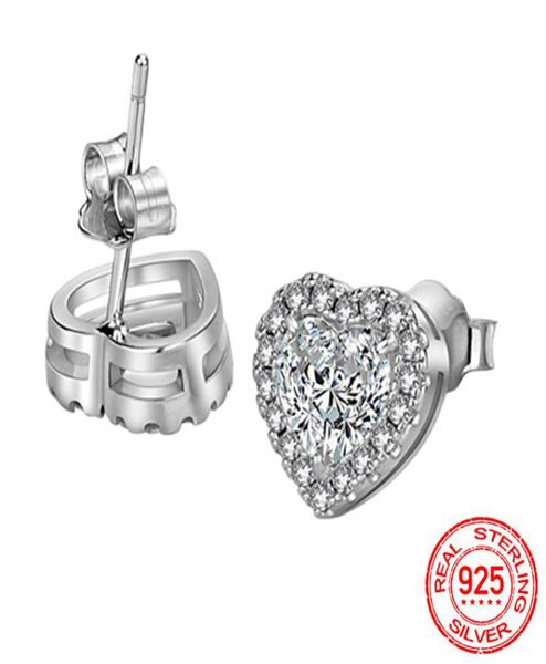 

luxury heart shape stud 5a cubic zircon stones earing women 925 sterling silver temperament fashion jewelry gift xe0736636982, Golden;silver