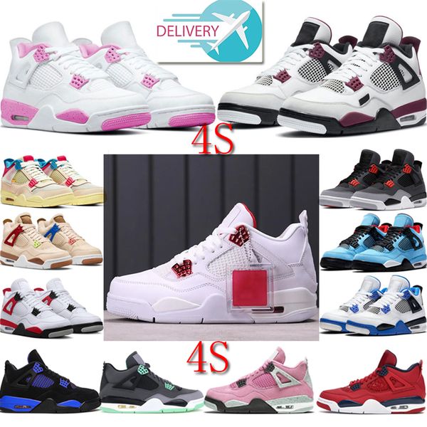 

modish 4s basketball shoes 4 mens womens jumpman leather sneakers og university blue light blue thunder black cat suitable trainers outdoor