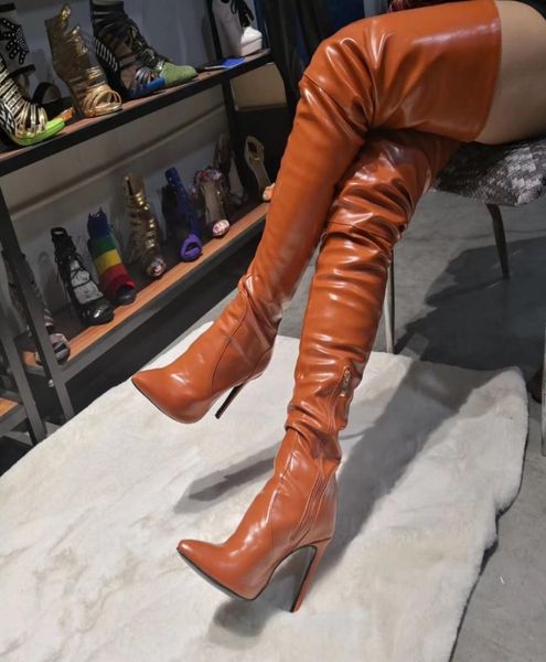 

rontic stylish women spring over the knee boots thin high heels boots pointed toe coffee party shoes women us size 56398700, Black