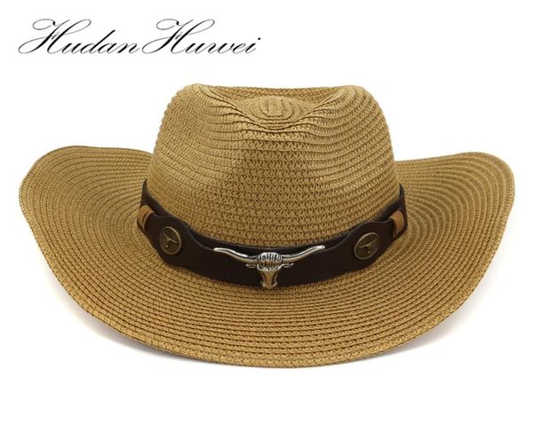 

outdoor men women paper cowboy hats artificial handwork beach straw western american style sombreros hat sunshade cap9332692, Blue;gray