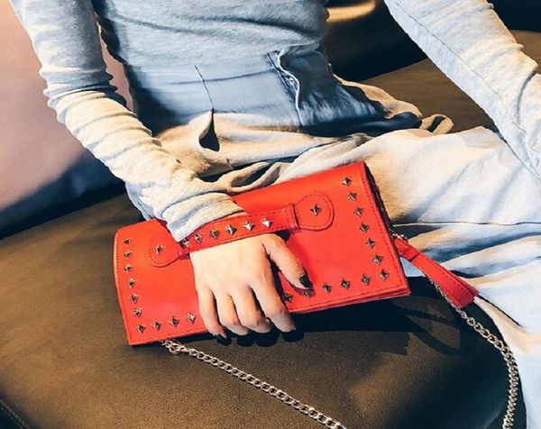 

bag rivet red day bags clutch clutch leather quality stud handbags women women purses and 2018 evening cutch female novve9596598