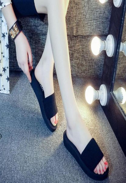 

nonslip bottom beach slippers fashion sandals shoes women summer indoor outdoor flipflops female 03058063443, Black