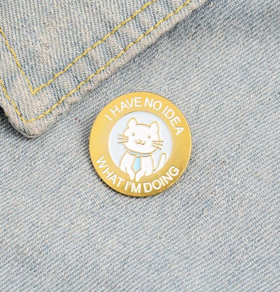 

cartoon simple japanese cat brooches for children cute animal paint pins letter talk fashion girl gold plated badge funny denim sh3549885, Gray