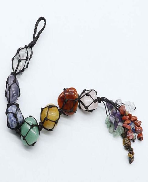 

natural crystal gemstone pendant 7 chakra stone tassel ornament yoga healing car interior decoration 315cm2336569, Silver