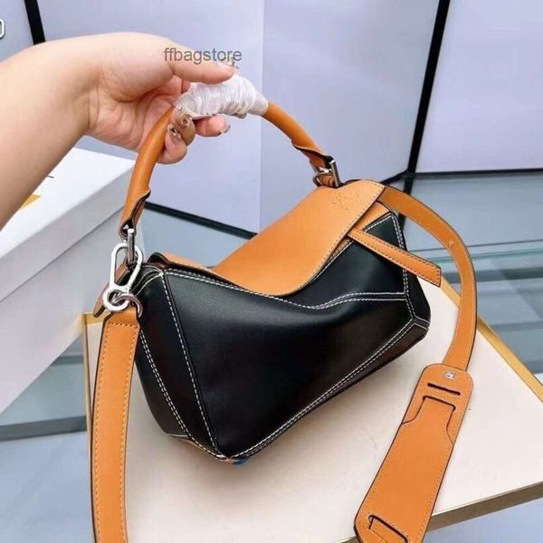 

lowe one designer puzzle spain bags girl lady bag leather two-layer cowhide caramel colored geometric portable shoulder crossbody women&#039
