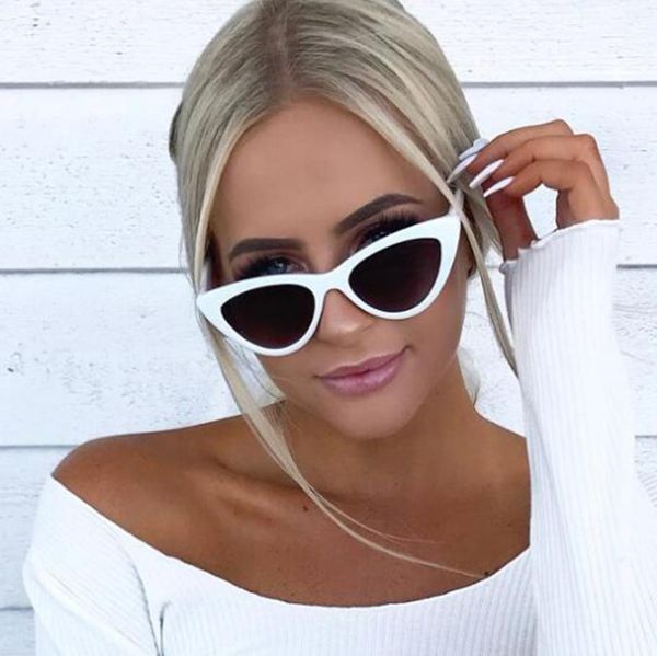 

new fashion white small frame sunglasses personlity designer cute women trend sun glasses cat eye shades for women oculos1345178, White;black