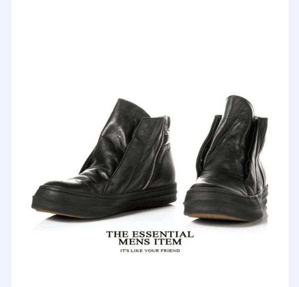 

factory outlet persional genuine leather men leisure comfortable flat ankle boots fashion cow leather zip martin boots3010293, Black