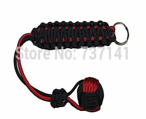 

black and red monkey fist paracord 1 quot steel ball self defense lanyard key ring3461810, Slivery;golden