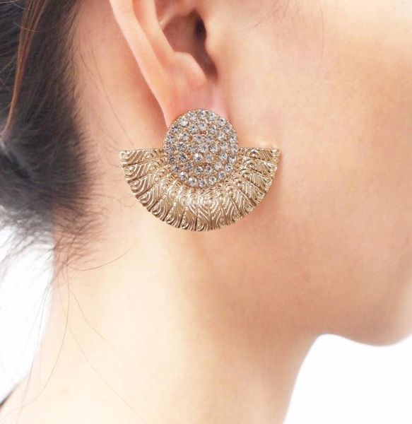 

stud earrings jewelry accessories earringsstud earrings fan shaped alloy rhinestone vintage stud earrings women fashi4571236, Golden;silver