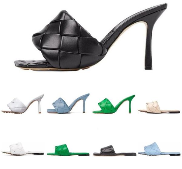 

designer flat slides lido sandals woven women slippers intrecciato nappa square sules s shoes ladies wedding 7cm high 9978856, Black