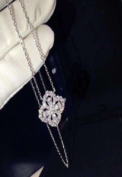 

brand pure 925 sterling silver jewelry for women lotus flower neckalce flower pendant luck clover sakura wedding party ne9188227