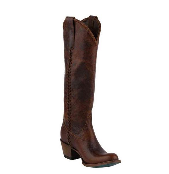 

women plain jane dark cognac cowgirl boots round toe g111201577556, Black