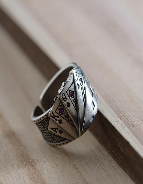 

fnj 925 silver poker ring new fashion punk s925 sterling silver rings for women jewelry adjustable size j1906276332207, Slivery;golden