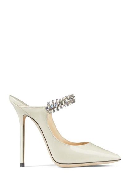 

elegant bridal wedding dress sandal women shoes luxurious bing 100mm crystalembellished patentleather strap twinkles crystals he4059022, Black