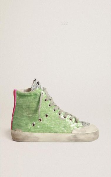 

high small dirty shoes designer luxury italian retro handmade francy penstar sneakers in light green sequins with black leathe7579549
