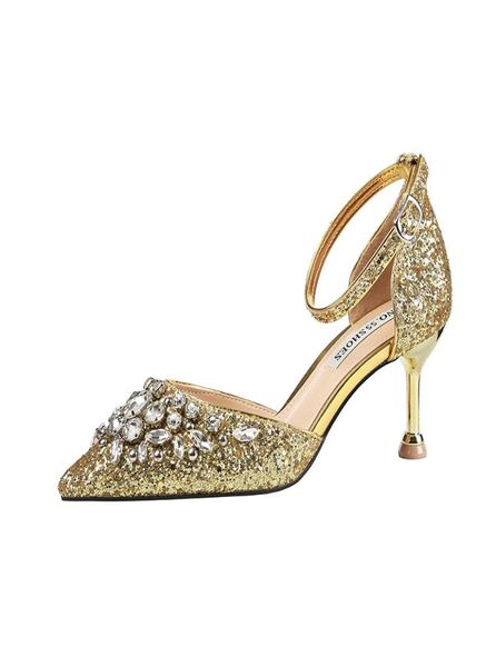 

new office lady single shoes 65cm thin heels pointed toe wedding shoes ankle strap party pumps 926613304381, Black