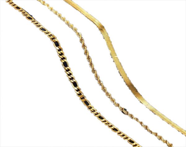 

chains vintage gold chain necklace for women herringbone rope foxtail figaro curb link choker jewelry accessories whole5774762, Silver