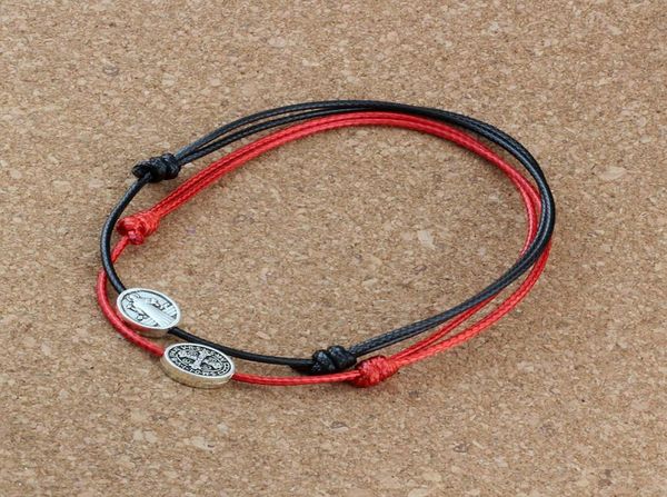 

120pcs religious belief bracelet benedict medal crucifix oval shape beads adjustable cord wrist making diy accessories 2color c502037077, Golden;silver