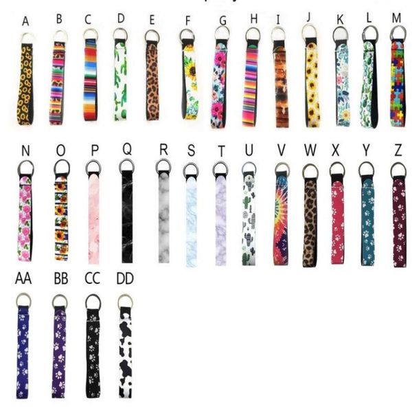 

neoprene wristlet keychain colourful printed wrist key belt strip leopard lanyard key ring keychains5048055, Silver