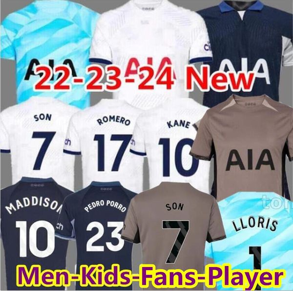 

23 24 son bergwijn soccer jerseys 2023 2024 tottenham perisic romero reguilon kulusevski bentancur richarlison kane maddison men kids footba, Black;yellow