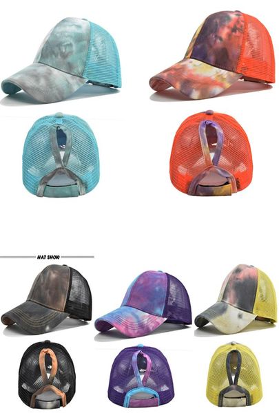 

6 style baseballs hat ponytail baseball cap washed cotton trucker caps snapback tiedye colorful mesh cap db6261376221, Blue;gray