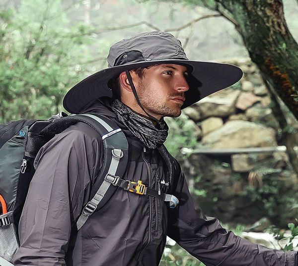 

wide brim hat outdoor water splash prevention in summer sunscreen go fishing man ultravioletproof ventilation available in four c5280915, Blue;gray