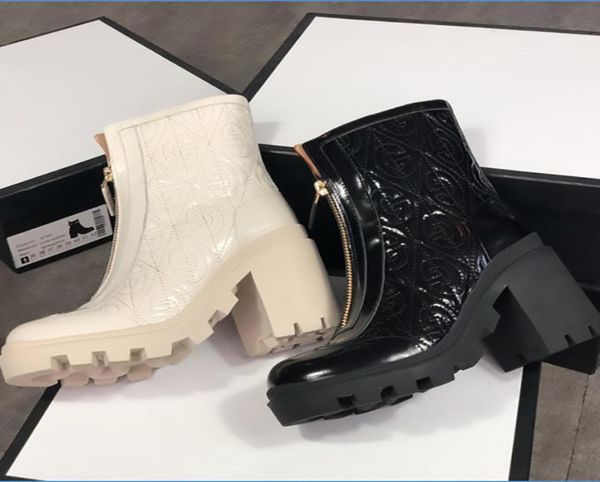 

women leather martin boots black white ankle boot fashion chunky rubber 100 real leather fold shoes winter booties with zipper si6695013