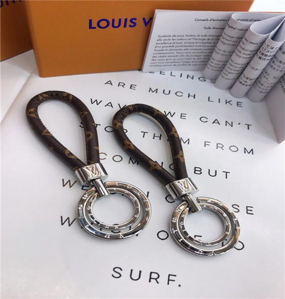 

high qualtiy leather keychain key chain with gold buckle brand key chain designers men women car bag keychain with box 3608064652, Silver