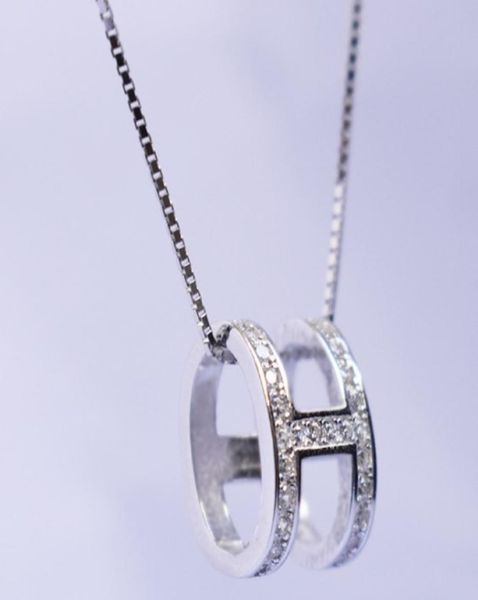 

new women039s h letter diamond pendant necklaces real s925 sterling silver personality letter h diamond pendant chain pendant g1403418