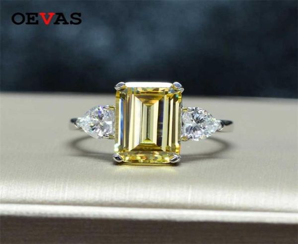 

oevas 7 carats high carbon diamond sparkling zircon wedding rings for women 100 925 sterling silver party jewelry 2205908402, Slivery;golden