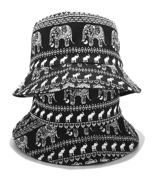 

elephant printed canvas in summer wide brim hats0123456170332, Blue;gray