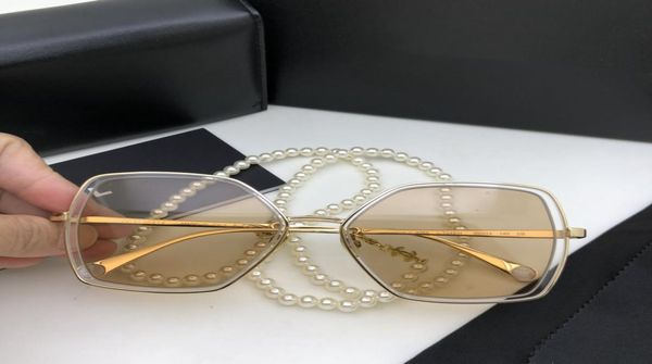 

ladies new luxury pearl chain sunglasses sunglasses 2020 fashion polarized wear chain 42622119134, White;black