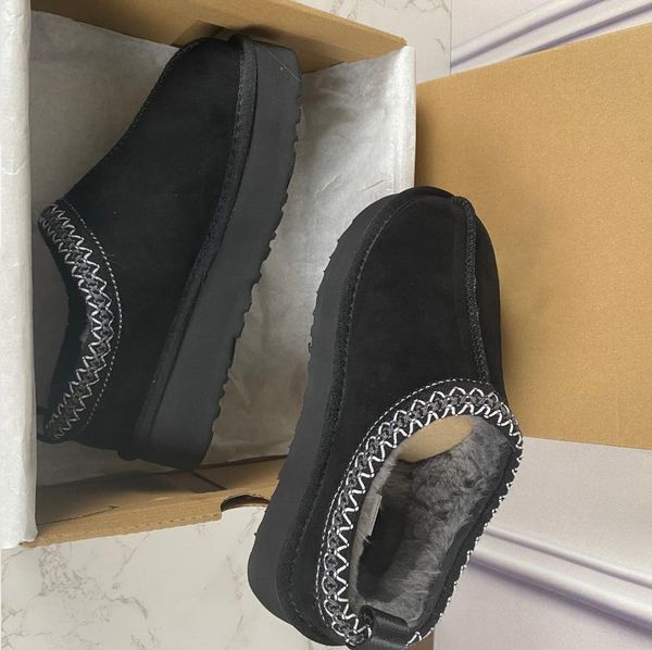 

womens tazz slippers tasman fur slides classic ultra mini platform boot slip-on les petites suede wool blend comfort winter designer booties, Black