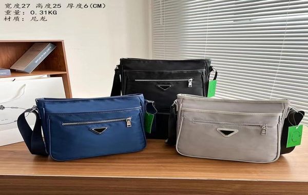 

2022 mens black briefcases designer nylon shoulder bags fashion crossbody triangle messenger bag medium size men briefcases qu9808683