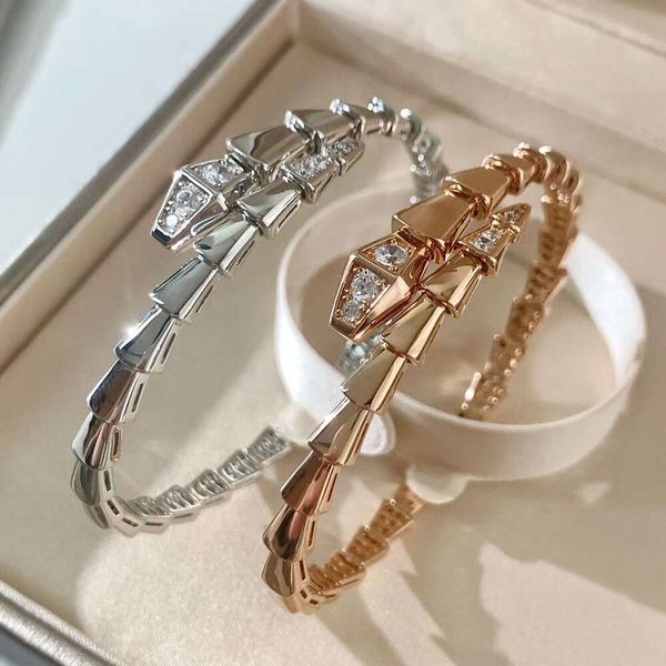 

bracelet designer bulgar high edition snake bracelet with full diamond light luxury 18k gold plating versatile sky star feeling new diamond, Black
