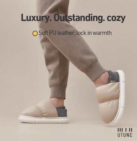 

slippers utune 2021 toast winter women warm indoor thick sole men home shoes plush dual purpose shoe light outside6538978, Black