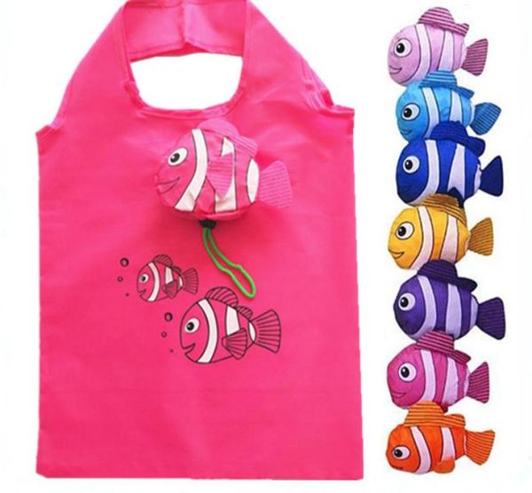

reusable eco friendly shopping bags cute tropical fish foldable tote pouch recycle storage handbags 2770366