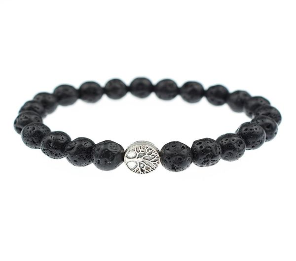 

8mm lava stone life tree bracelet tree of life essential oil perfume diffuser charm strand bracelet for women men jewelry9157103, Golden;silver