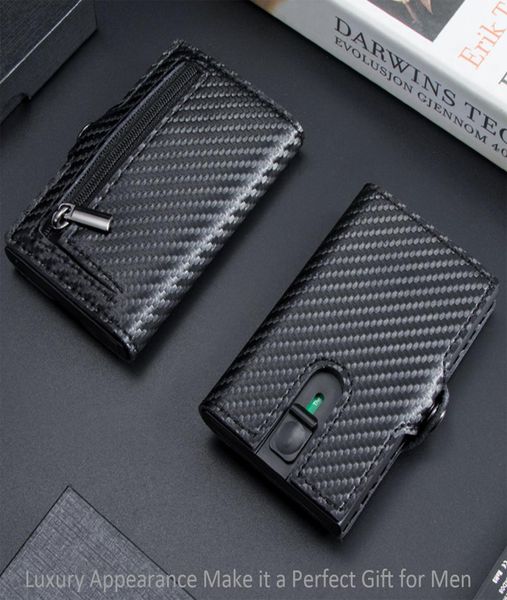 

wallet anti rfid men minimalist carbon fiber slim holders case leather business bank cardholder1183526, Red;black