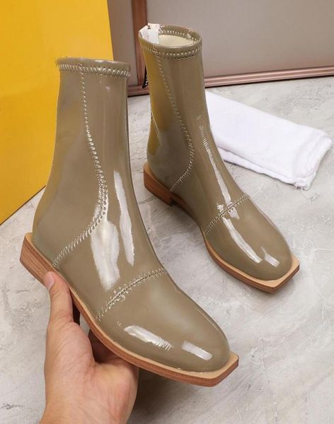 

new designer women flat ankle boots brand ladies booties patent genuine leather short motocycle boots autumn martin boots shoes 359677786, Black