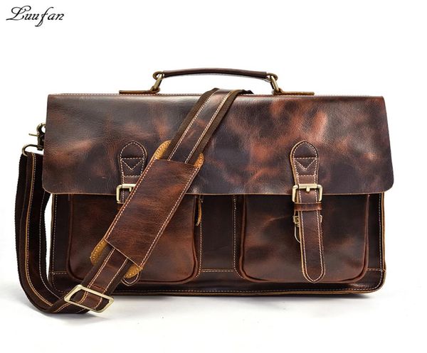 

men briefcase bag crazy horse leather man handbag genuine cow leather messenger bags male lapbusiness office shoulder bag3132808