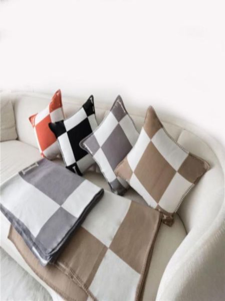 

fashion thick cashmere shawl throw pillow casual sofa cushion wool knitted 6060cm brand shawl blanket size 1301752876085, Blue;gray