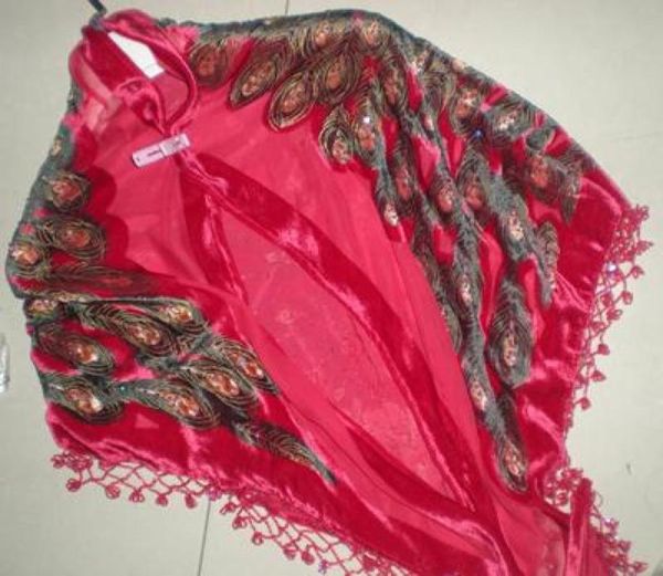 

triangle beaded peacock velvet silk feeling nylon rayon burn out duster opera coat shawl scarf wrap 7pcslot 21818128958, Blue;gray