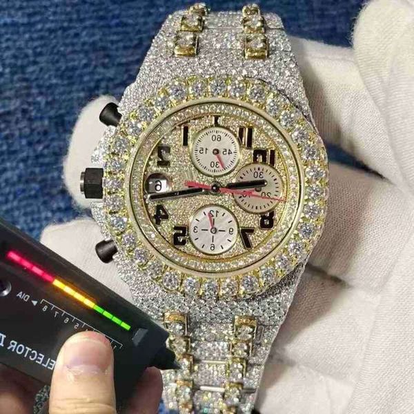 

p5p2 20232023 new version ston watch gold sier pass tt mens vvs diamonds automatic eta movement luxury iced out 2-tone, Slivery;brown