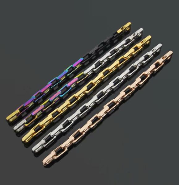 

europe america fashion men lady titanium steel engrave four leaf flower v letter 18k plated gold thick chain bracelets 4 4538214, Black