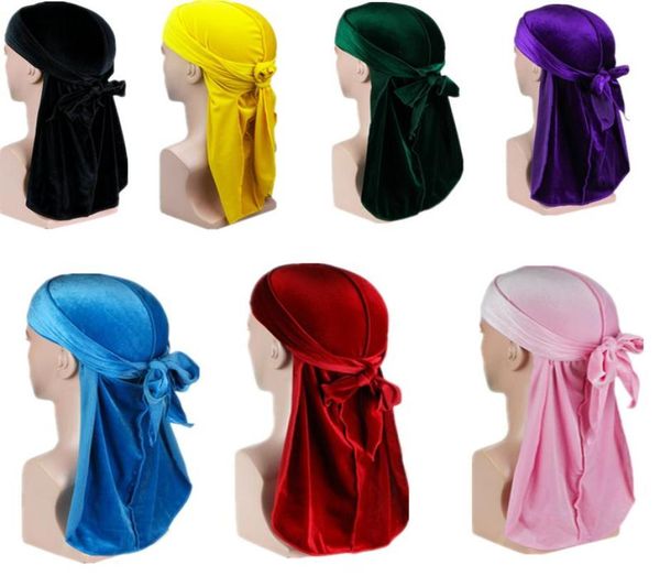 

designer durag velvet men satin durags bandana turban wigs me durag longtail pirate hat headband pirate hat hair accessories7752339, Blue;gray