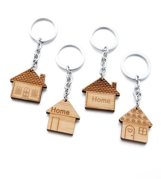 

300pcs bag parts house shaped wooden keychain mix style0127660724, Black