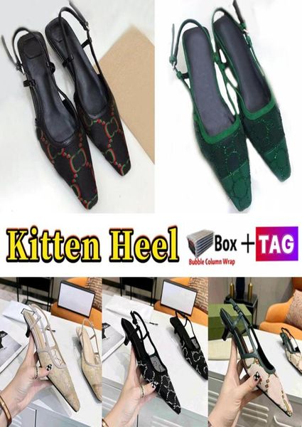 

kitten heel sandals 22ss lambskin dress shoes slingback vintage ladies sandal highheel low stiletto heels summer party wedding sh7275153, Black