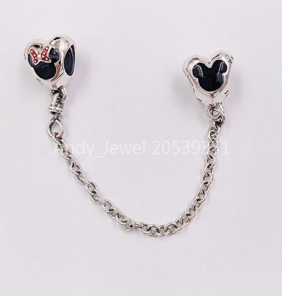 

andy jewel authentic 925 sterling silver beads miky heart safety chain charms fits european style jewelry bracelets & necklace8558789, Black